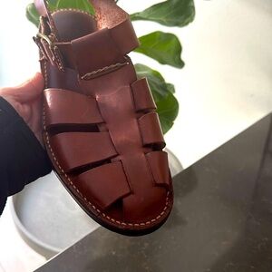 1990s Cole Haan Fisherman Sandals Leather Straps Buckle Mens Vintage.